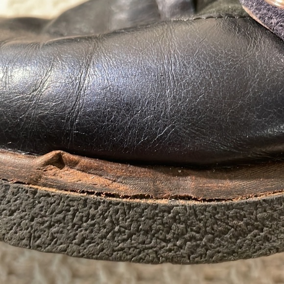 Casta Navy Blue Suede/Leather Velvet Lace Up Side ZipperTextured Rubber Sole - Picture 5 of 11